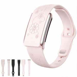Bracelet de montre en silicone sculpté de remplacement pour capteur de fréquence cardiaque Whoop 5.0, bracelet intelligent floral de 25 mm - Product Image 1