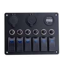 12V-24V étanche haute qualité 6 Gang contrôle bateau interrupteur à bascule panneau RV caravane Marine bleu LED interrupteur à bascule
