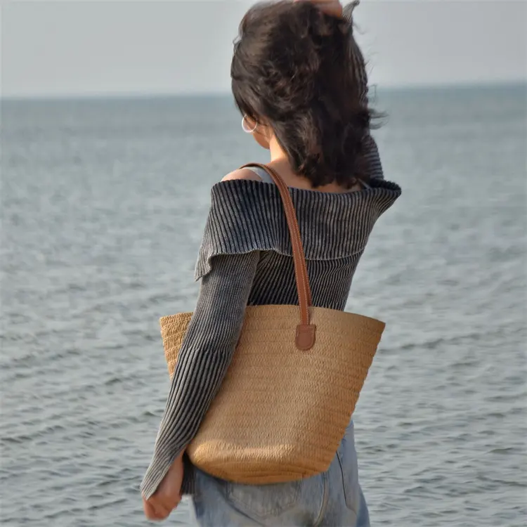 Große Kapazität Strand Einkaufstaschen Luxus Designer Rattan Gewebe-Schultertasche Damen handgefertigte Strohhandtaschen Sommer Reisetasche