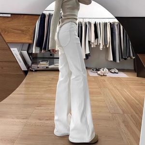 Jeans <span class=keywords><strong>Bianchi</strong></span> a Zampa d'Elefante da Donna, <span class=keywords><strong>Vita</strong></span> <span class=keywords><strong>Alta</strong></span>, Vestibilità Ampia, Stile Vintage, <span class=keywords><strong>Pantaloni</strong></span> Autunnali ad Asciugatura Rapida con Bottoni - Product Image 4
