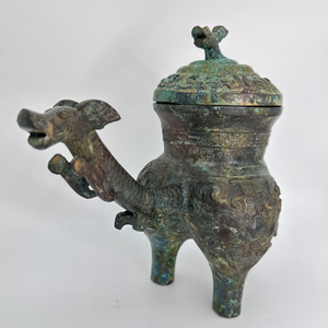 Bronze Dragon Head Wine Vessel với muôi giống như thiết kế chính xác hỗn hợp rượu vang Tính năng phức tạp kim loại thủ công mỹ nghệ thực hiện đúc kỹ thuật - Product Image 6