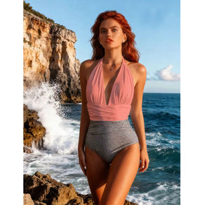 Dames badpak, één geheel, dierenprint, op maat bedrukt, buikverstevigend, spandex/polyester, ademend, sneldrogend, diepe V-hals voor - Product Image 6