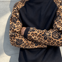Ouna Manufacturer Custom High Quality Oversized Vintage Leopard Printed Thermals Shirt Raglan Long Sleeve T Shirt