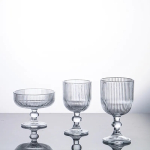 Copa de vino acanalada de cristal Vintage personalizada, diseño en relieve, gafas verticales, copa de vino de colores para fiesta, boda - Product Image 6
