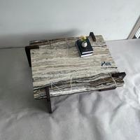 Table basse moderne personnalisée en marbre Tiramisu avec base en bois massif, table centrale en pierre naturelle pour salon