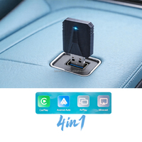 Adaptateur CarPlay sans fil 4 en 1, AirPlay, Miracast, écran partagé, plug and play, connexion rapide, lecteur multimédia automobile, dongle