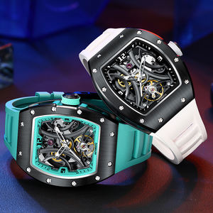 Reloj de Lujo Automático Mecánico con Caja de Fibra de Carbono, Esfera con Diseño de Barril de Vino, Luz Nocturna Moderna - Product Image 2