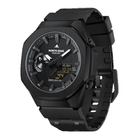 Montre numérique pour homme NORTH EDGE MERCURY, chronomètre, étanche 50 m, montres de sport avec double affichage, heure mondiale, montre-bracelet LED