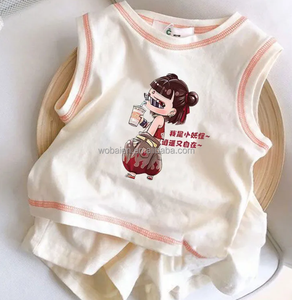 2025 nuovo film Nezha ispirato abbigliamento per bambini di lusso per bambine pantaloncini t-shirt Set di cotone 2 pezzi vestito estivo - Product Image 3