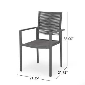 Ensemble de 2 chaises de salle à manger gris foncé et gris foncé DB Outdoor en aluminium avec assise en corde - Product Image 6