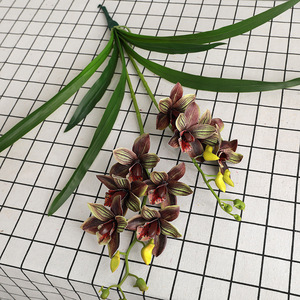 <strong>Zen</strong>-style Cymbidium Orchid Artificial Flower Realistic Touch 2-Pronged Leaves Living Room Home Decor - Product Image 3