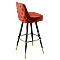 Chaise de salle à manger contemporaine en velours PU doré enduit, structure en bois, assise en mousse haute densité, housse amovible - Mobilier de salle à manger