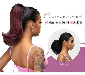 DZ Extensions de cheveux synthétiques de 14 pouces, postiches à clipser, queue de cheval, extension de cheveux à enrouler, cheveux naturels bouclés en C, brun - Product Image 2