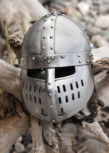 Casque Norman Spangen Premium avec plaque frontale en acier de 1,6 mm d'épaisseur, casque fait main avec doublure en cuir confortable - Product Image 3