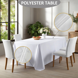 跨界光豪华高档白色大方形编织防油涤纶桌布户外婚庆酒店会议室 - Product Image 4