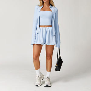 Joyyoung 2026 Ensemble de sport pour femmes, best-seller, pour la course à pied <span class=keywords><strong>et</strong></span> le yoga, short, débardeur de sport <span class=keywords><strong>et</strong></span> <span class=keywords><strong>veste</strong></span> athlétique <span class=keywords><strong>respirante</strong></span> - Product Image 5