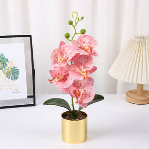 Maceta Dorada con 5 Orquídeas Phalaenopsis Grandes Artificiales, Decoración para el Hogar, Adorno para la Entrada - Product Image 4