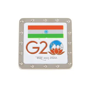 Anufacturer-insignia de PIN redondo de metal, insignia de la India 2023 G20 Summit