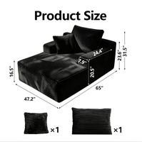 Livraison Gratuite Canapé-lit Chaise Longue en Velours Côtelé 47 pouces, Ensemble Canapé-lit Sans Armature, Canapé Nuage, Mobilier de Salon, Aucun Assemblage Requis