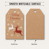 Étiquettes suspendues personnalisées 100 pièces, étiquettes cadeaux de Noël, étiquettes cadeaux en papier kraft brun de Noël, ensemble avec ficelle en jute et ficelle de boulanger rouge et blanche