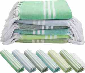 Serviette de plage turque en coton personnalisée, extra large, avec logo multicolores, hautement absorbante, sans sable, avec pompon personnalisé - Product Image 4