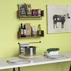 <span class=keywords><strong>Étagère</strong></span> murale en <span class=keywords><strong>bois</strong></span> rustique de haute qualité, pour le rangement des <span class=keywords><strong>épices</strong></span> de cuisine, avec barre à serviettes et crochets amovibles - Product Image 4
