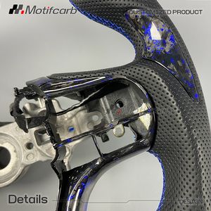 Volante de Fibra de Carbono Forjado Azul Personalizado para Lexus LC 500 500h Coupé 2016-2026 con Empuñaduras de Cuero Perforado Negro - Product Image 4