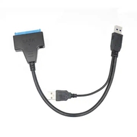 Cable USB 3,0 SATA, cable de alimentación USB 2,0 SATA Dual para disco duro SSD/HDD de 2,5 pulgadas, plástico PVC para transferencia de datos para ordenadores