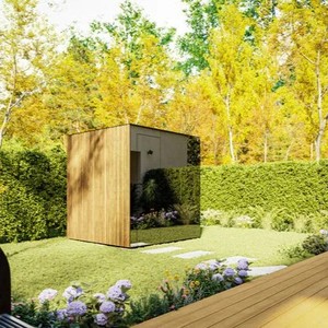 Moderna Cabina Sauna da Giardino, Sauna Esterna con Esterno <span class=keywords><strong>in</strong></span> <span class=keywords><strong>Legno</strong></span> e Specchio per il Benessere all'Aperto - Product Image 2