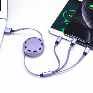 Câble de données rétractable 3 en 1 style macaron, silicone liquide, charge rapide pour téléphones mobiles, logo personnalisé, cadeau - Product Image 4