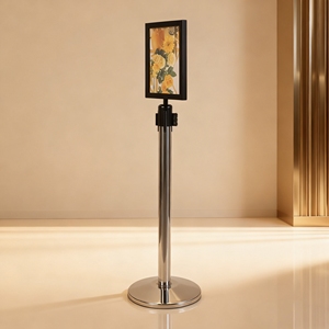 Poste <span class=keywords><strong>de</strong></span> señalización resistente con marco para póster A4 y 900 mm <span class=keywords><strong>de</strong></span> altura para <span class=keywords><strong>señales</strong></span> direccionales en fábricas o tiendas minoristas - Product Image 1