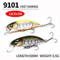 Aotuo Leurre Micro Minnow Coulant 50mm 3.5g, Appât Artificiel Rigide Bionique Réaliste pour la Pêche au Bar et au Culter en Eau Douce