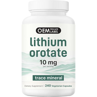 Capsules d'orotate de lithium OEM 10 mg, 240 unités, complément alimentaire végétarien pour la gestion de l'énergie des adultes, prêt pour l'étiquetage privé