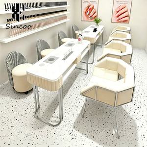 Factory Modern Wooden Multifunctional Commercial Nail Salon Double Manicure Table Dust Collector <b>Socket</b> Storage Eco-Friendly - Product Image 5