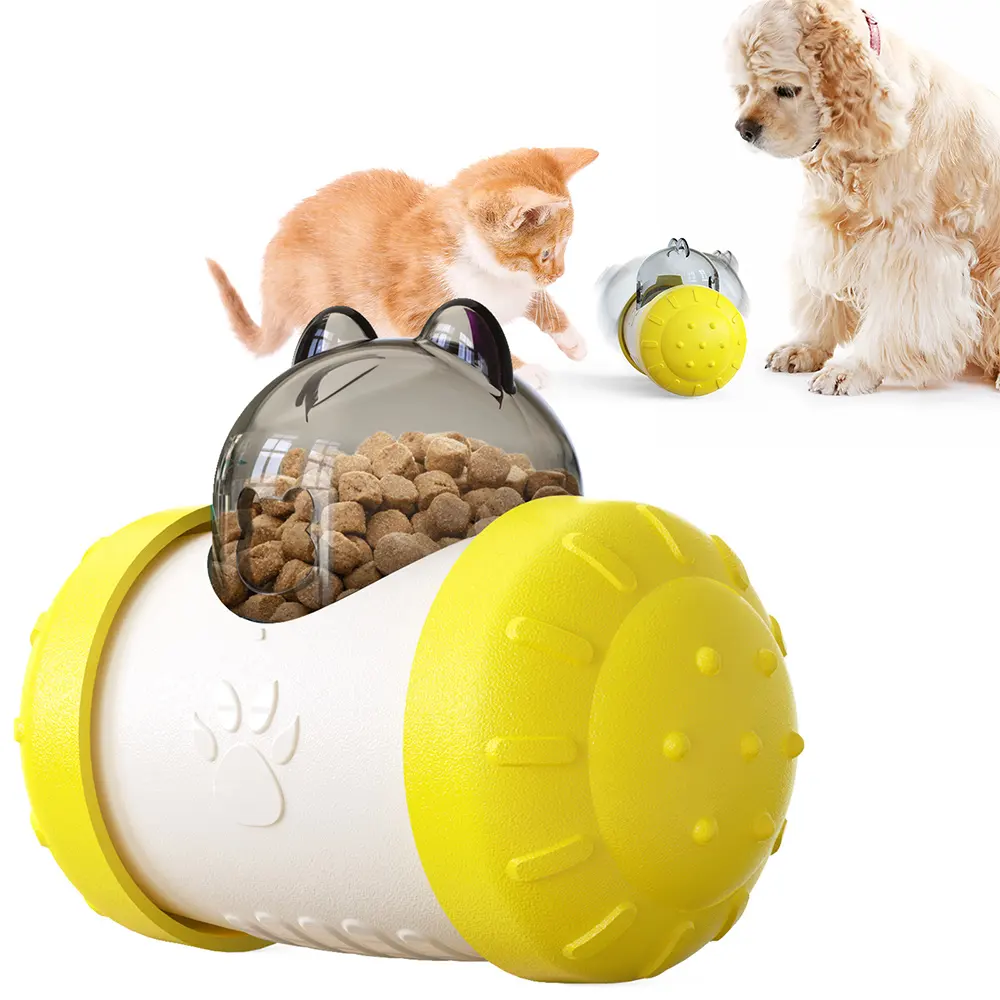 Fantastik Pet kaçak delik komik bulmaca topu köpek kendini besleme oyuncak köpek oyun kase besleyici artırır IQ Tumbler kedi interaktif oyuncaklar