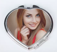 Miroir compact vierge à sublimation en forme de coeur Miroirs de poche vierges à logo personnalisé