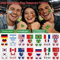 Exclusivité transfrontalière 2026 : Autocollants de tatouage drapeau national, imperméables, résistants à la transpiration, imprimés par transfert d'eau, pour le visage des supporters