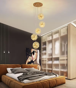 Zeal Lighting Gold Crystal Ball Fixture Comedor moderno Lámpara de araña Serie de luces colgantes - Product Image 1