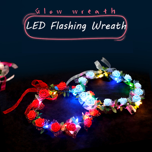 Diadema de corona de flores LED de verano, diademas de flores iluminadas para mujer, guirnaldas florales brillantes, coronas para fiesta de boda - Product Image 5