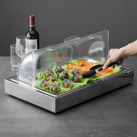 Hotel- und Restaurantbedarf Buffet-Vitrine Speisenpräsentationsbehälter mit PC-Abdeckung Kalte Edelstahl-Buffetausrüstung für Restaurants