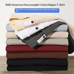 Camiseta Vintage de Algodón Puro Americano de 300g, <span class=keywords><strong>para</strong></span> <span class=keywords><strong>Hombre</strong></span> y Mujer, Color Sólido, Holgada, Lisa - Product Image 1