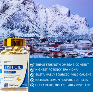 Aceite de pescado Omega 3 DE Wild Alaska Pollock 1250 mg por cápsula con triglicéridos EPA y DHA Heart <span class=keywords><strong>Brain</strong></span> Joint Support 120 Softgels - Product Image 2