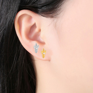 <b>Titanium</b> Earrings Flower Shape Prong Setting F136 Internal Thread Unisex Piercing Jewelry Gift - Product Image 2