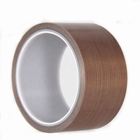 Ruban en tissu de verre isolant enduit de PTFE souple, résistant aux hautes températures, à faible bruit, adhésif silicone simple face, 0,18 mm