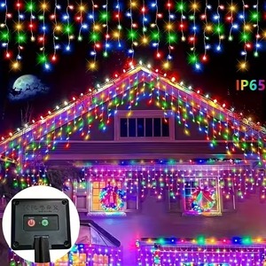Luces de Hielo LED, Guirnalda de Luces de Hadas para Navidad, Bodas, Fiestas, Jardín, Patio, Techo, Aleros, Decoración de Árboles, Iluminación Exterior Blanca Cálida - Product Image 5
