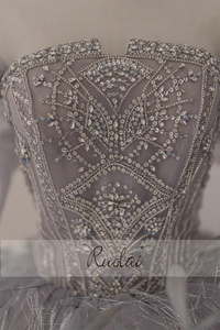 Ruolai-<span class=keywords><strong>vestido</strong></span> de noche de diseñador sin tirantes LWC6788, púrpura, <span class=keywords><strong>lila</strong></span>, <span class=keywords><strong>para</strong></span> fiesta, con plumas escalonadas, sin hombros, <span class=keywords><strong>para</strong></span> <span class=keywords><strong>mujer</strong></span> - Product Image 6