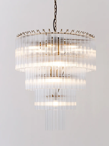 Grande <span class=keywords><strong>Lampadario</strong></span> <span class=keywords><strong>Vintage</strong></span> in Stile Moderno di Metà Secolo con Aste in <span class=keywords><strong>Vetro</strong></span> - Product Image 2