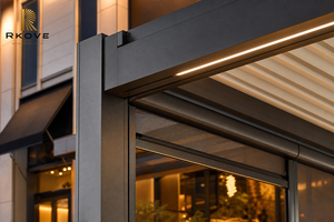 Toit à persiennes motorisé autoportant long et étroit RKOVE sur mesure pour la terrasse allongée du jardin latéral de la villa - Product Image 2
