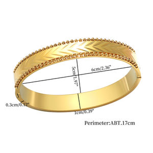 Joyería de moda, brazalete de diseño de flecha <span class=keywords><strong>Simple</strong></span> de oro de 18 quilates chapado fino para mujer, hombre, números romanos, brazalete de acero inoxidable CZ - Product Image 6