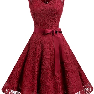 ชุดเดรสลูกไม้ลายดอกไม้ คอวี สำหรับเพื่อนเจ้าสาว งานปาร์ตี้ หรืองานพรอม แบบสั้น - Product Image 6